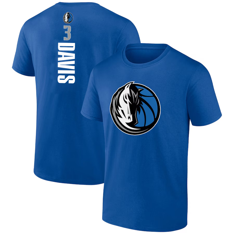 Men NBA Dallas Mavericks #3 Davis blue T shirts style 4